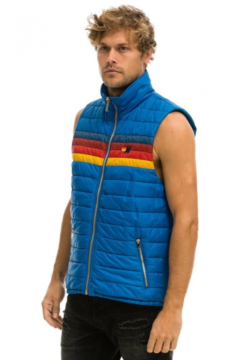 Chaleco Aviator Nation 4 Stripe Hombre Blue | 67TJFCOZW