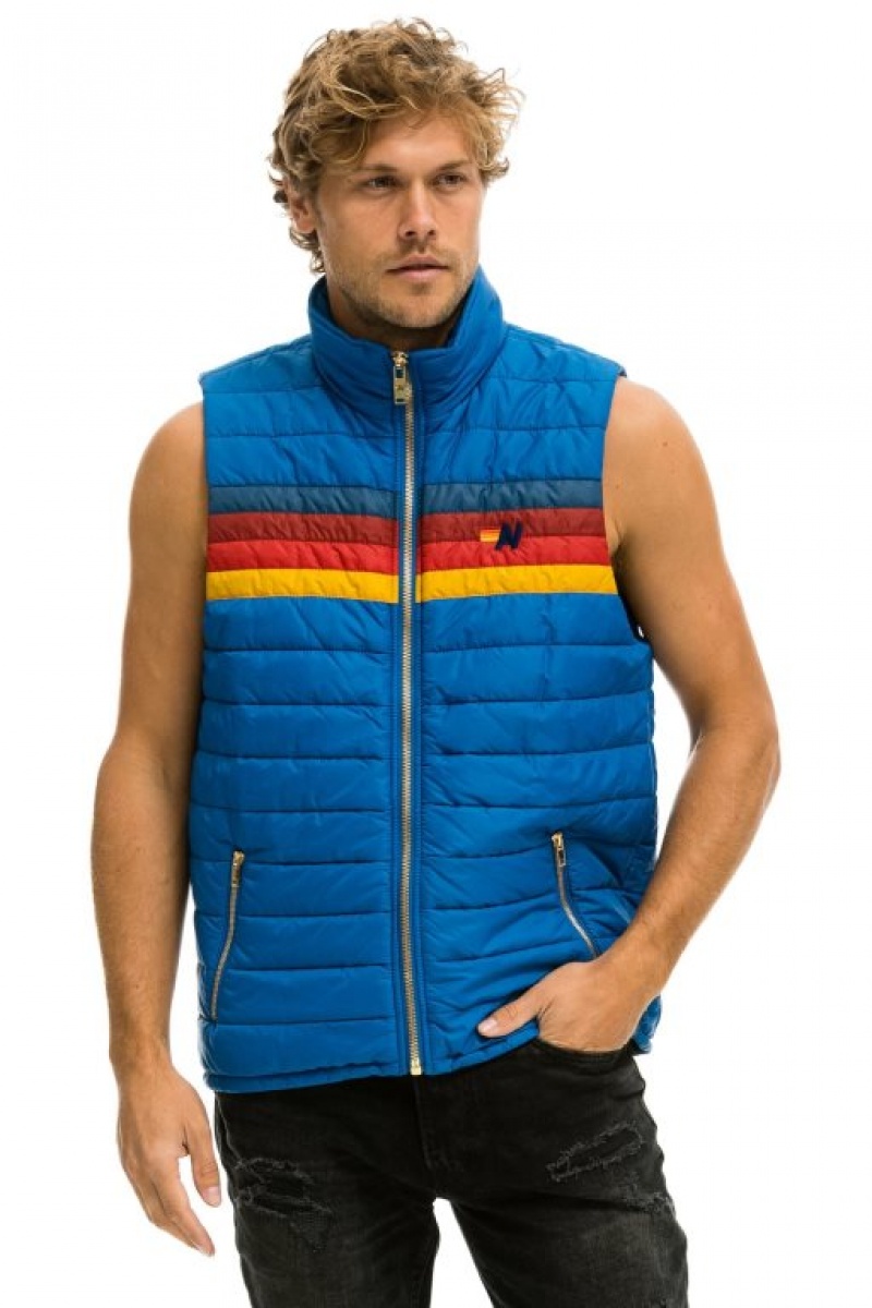 Chaleco Aviator Nation 4 Stripe Hombre Blue | 67TJFCOZW