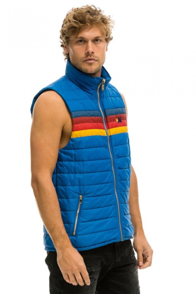 Chaleco Aviator Nation 4 Stripe Hombre Blue | 67TJFCOZW