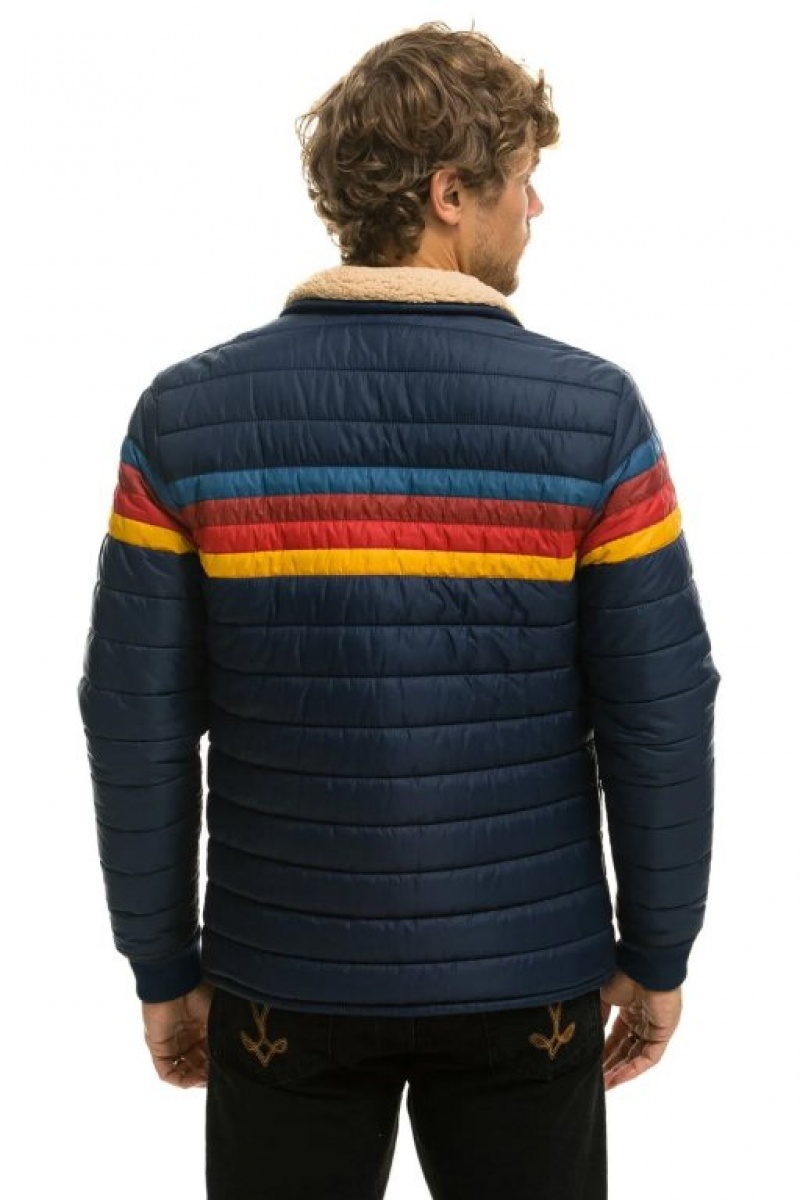Chaquetas Aviator Nation 4 Stripe Hombre Navy | 67EJUTRGQ