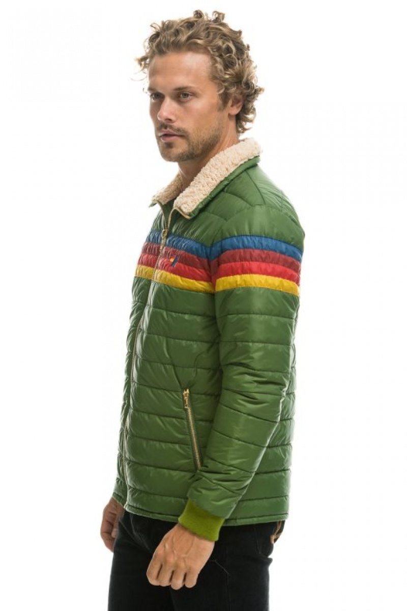 Chaquetas Aviator Nation 4 Stripe Hombre Green | 67FOXZGJR