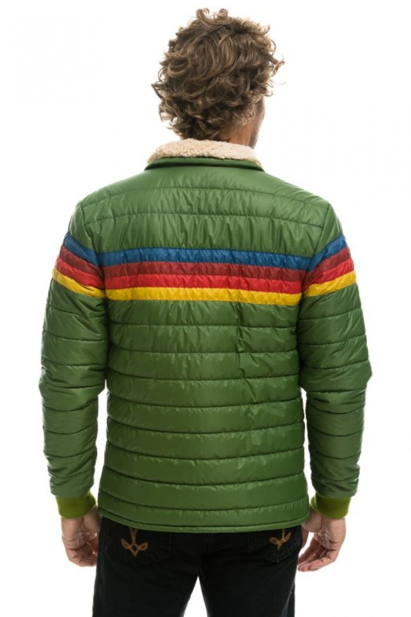 Chaquetas Aviator Nation 4 Stripe Hombre Green | 67FOXZGJR