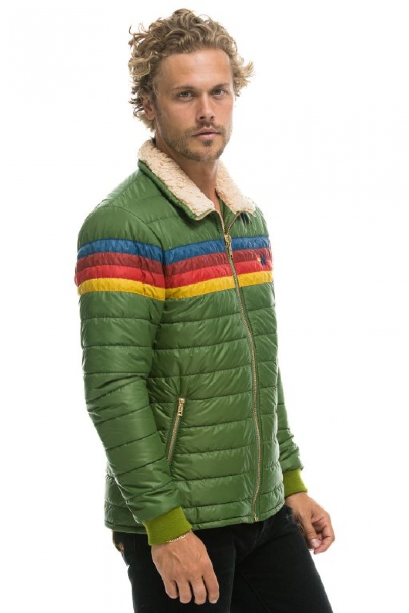 Chaquetas Aviator Nation 4 Stripe Hombre Green | 67FOXZGJR
