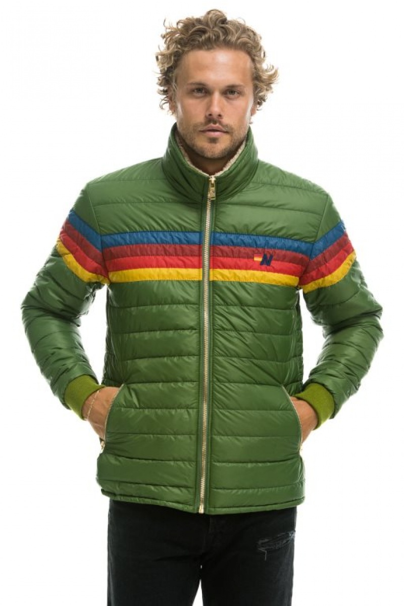 Chaquetas Aviator Nation 4 Stripe Hombre Green | 67FOXZGJR