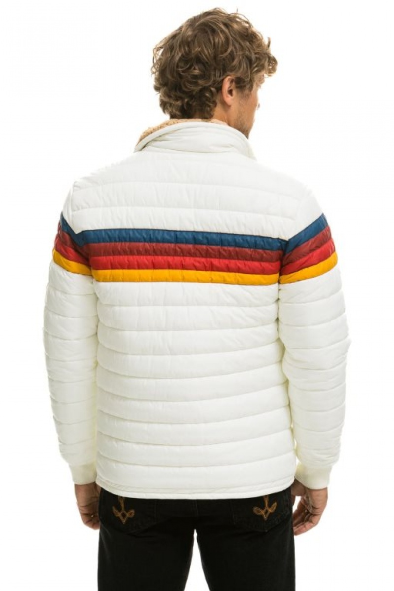 Chaquetas Aviator Nation 4 Stripe Hombre White | 67MUIBHYL