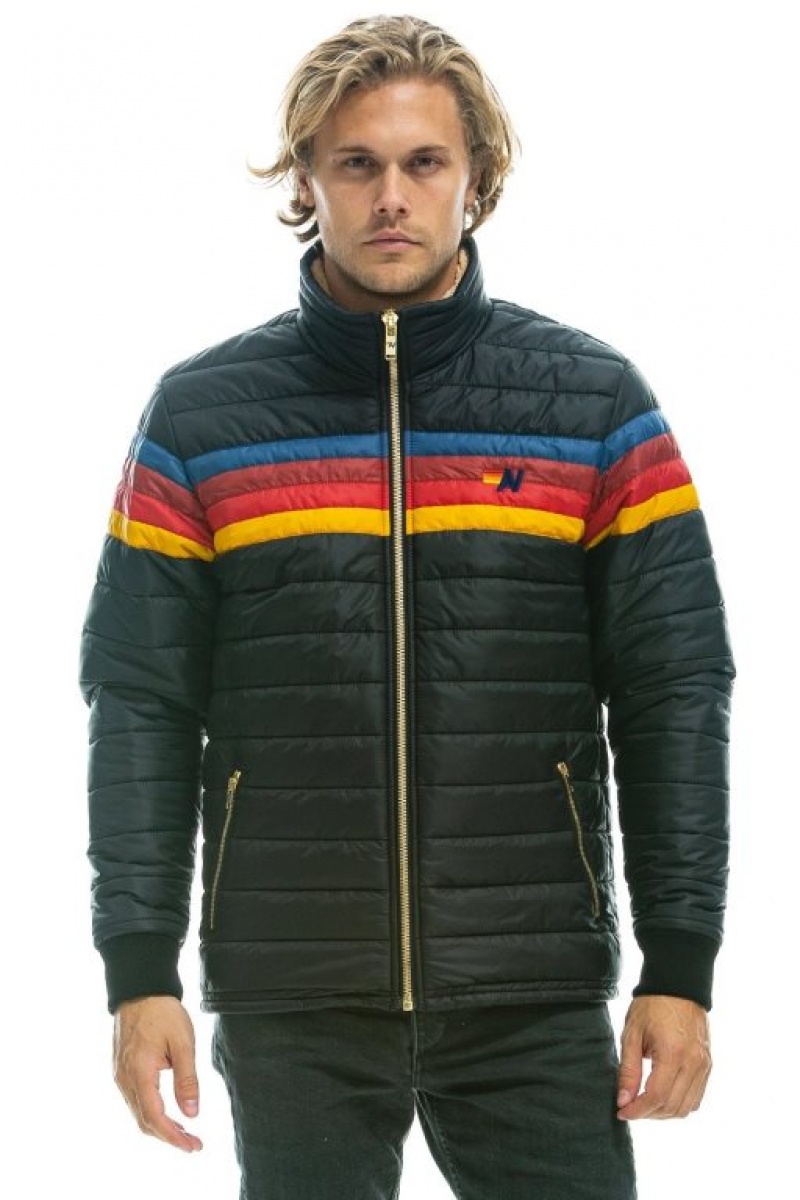 Chaquetas Aviator Nation 4 Stripe Hombre Black | 67SYPARCX