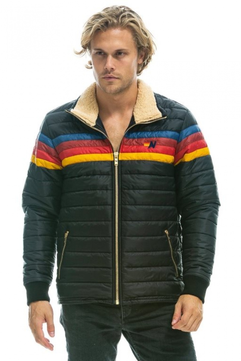 Chaquetas Aviator Nation 4 Stripe Hombre Black | 67SYPARCX