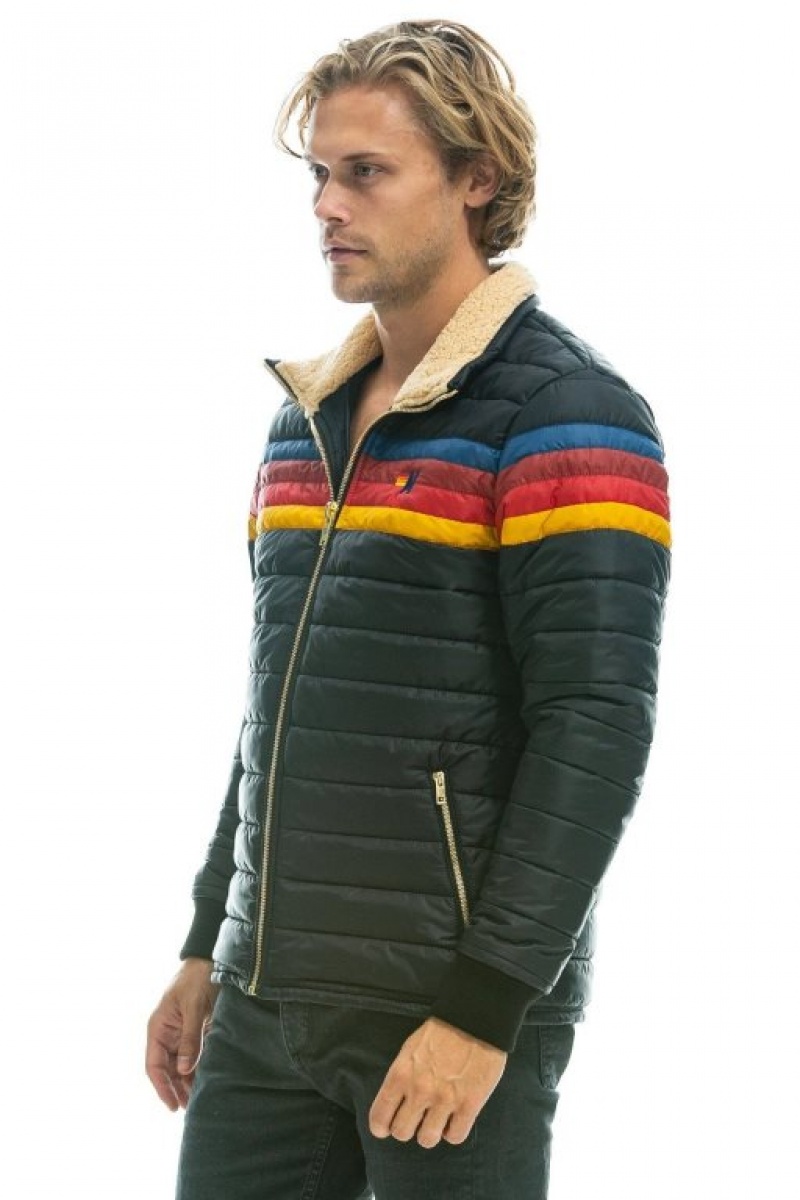 Chaquetas Aviator Nation 4 Stripe Hombre Black | 67SYPARCX