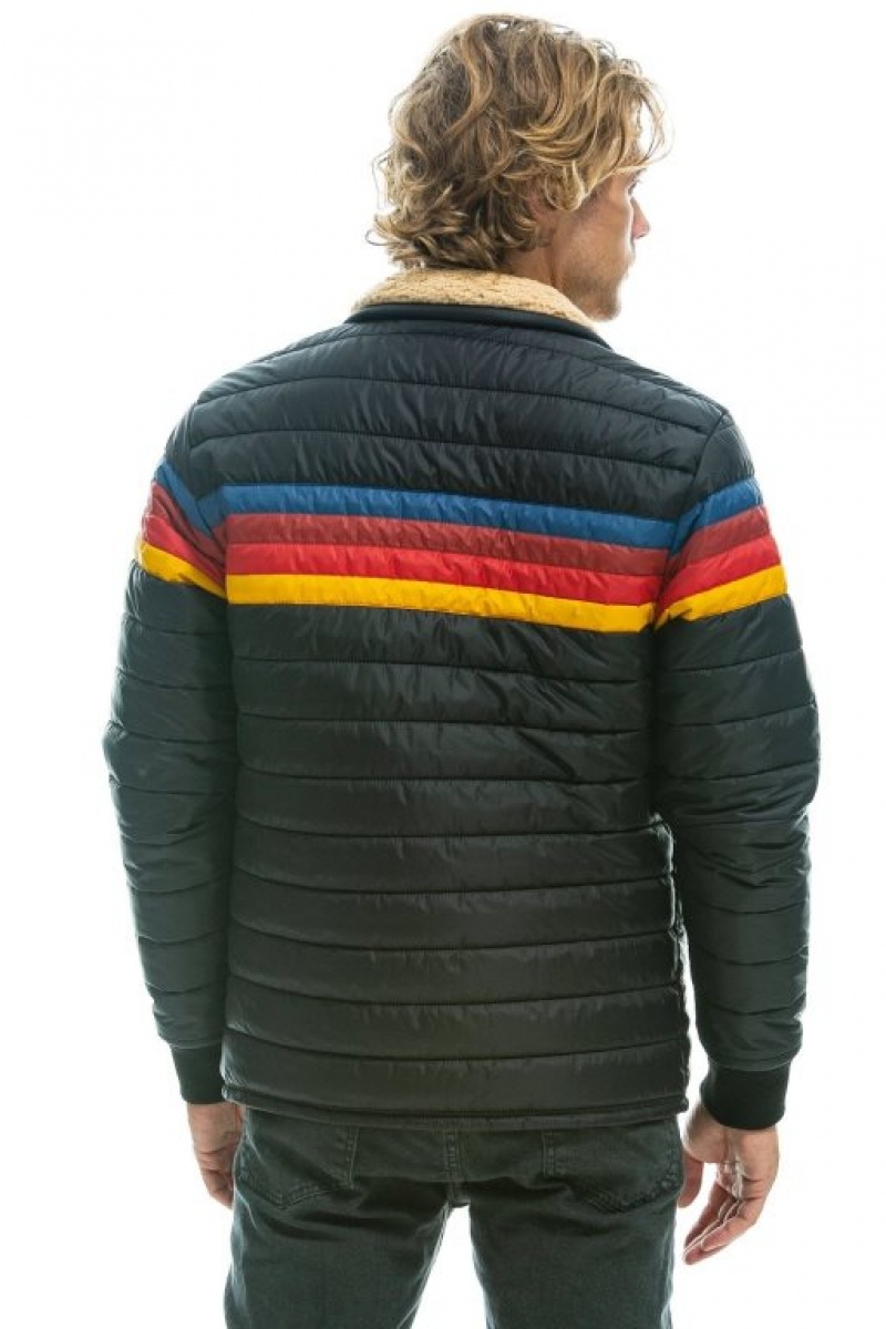 Chaquetas Aviator Nation 4 Stripe Hombre Black | 67SYPARCX