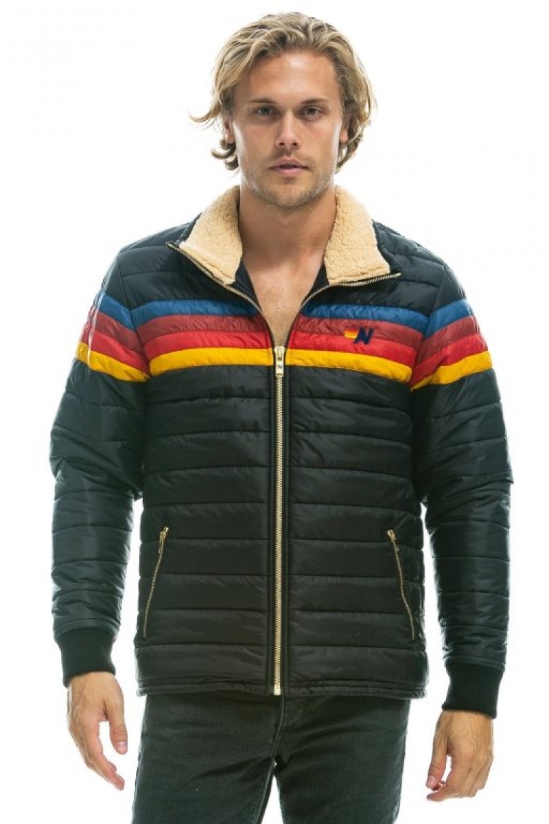 Chaquetas Aviator Nation 4 Stripe Hombre Black | 67SYPARCX