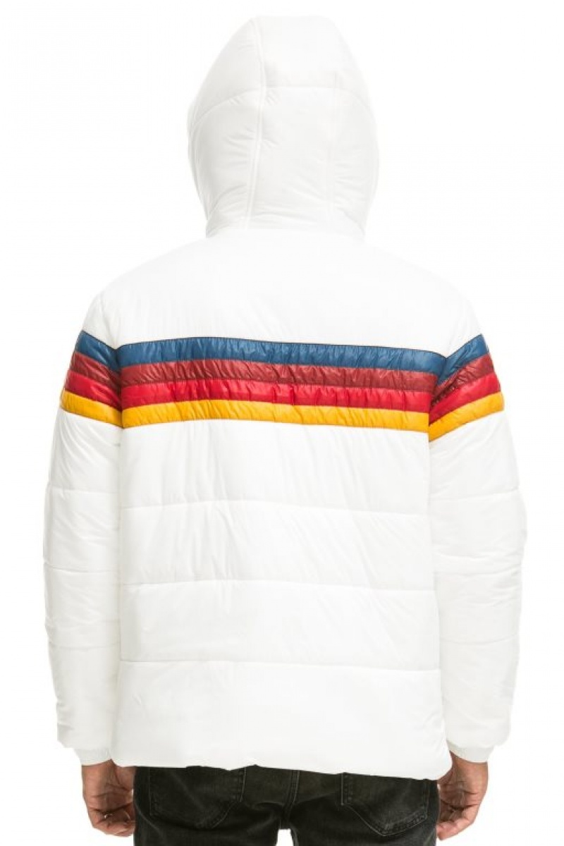 Chaquetas Aviator Nation 4 Stripe Luxe Trekker Hombre White | 65LACRTMG