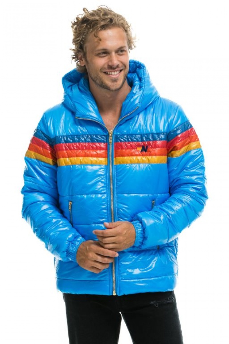 Chaquetas Aviator Nation 4 Stripe Luxe Trekker Hombre Blue | 65PAKGROC