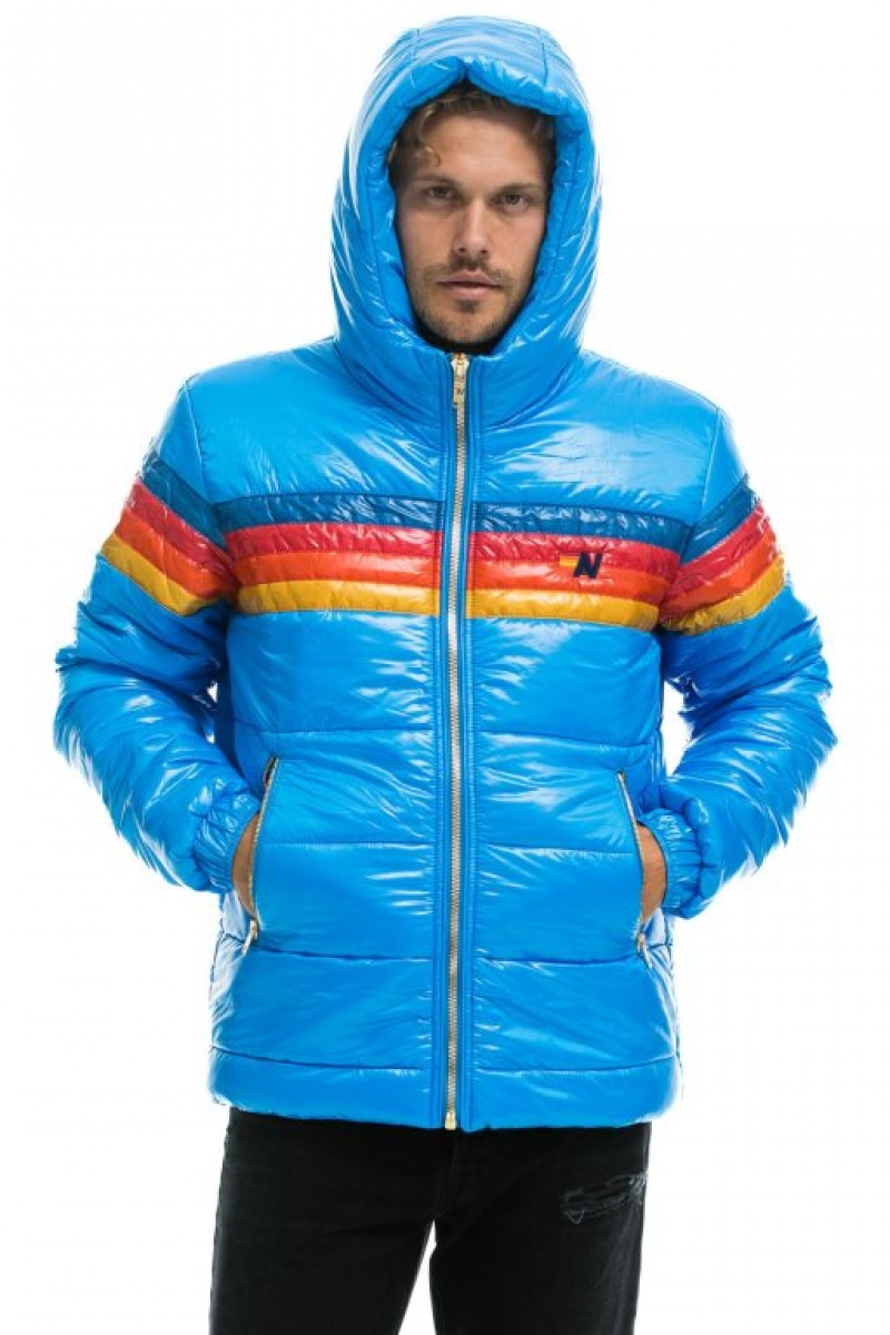 Chaquetas Aviator Nation 4 Stripe Luxe Trekker Hombre Blue | 65PAKGROC