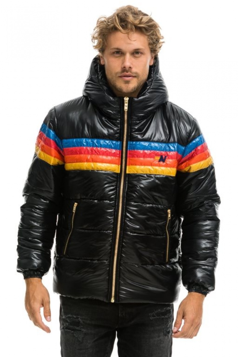Chaquetas Aviator Nation 4 Stripe Luxe Trekker Hombre Black | 65SLDZWFO