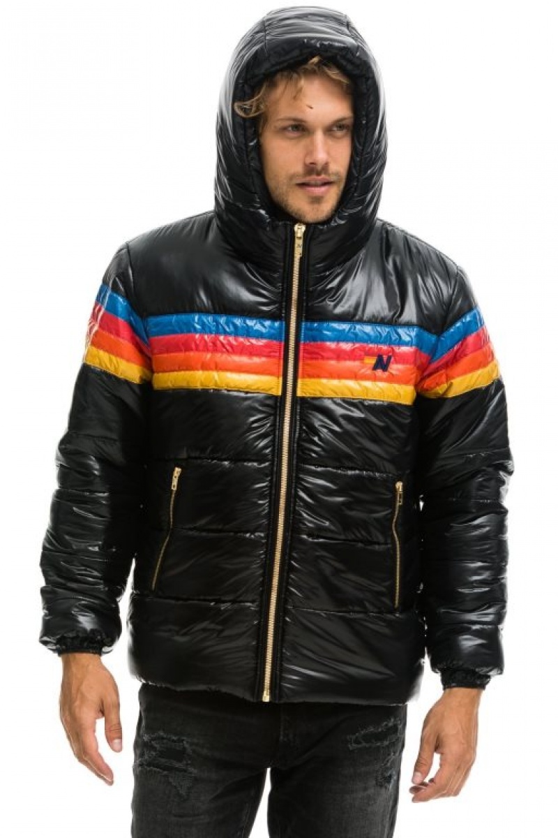 Chaquetas Aviator Nation 4 Stripe Luxe Trekker Hombre Black | 65SLDZWFO