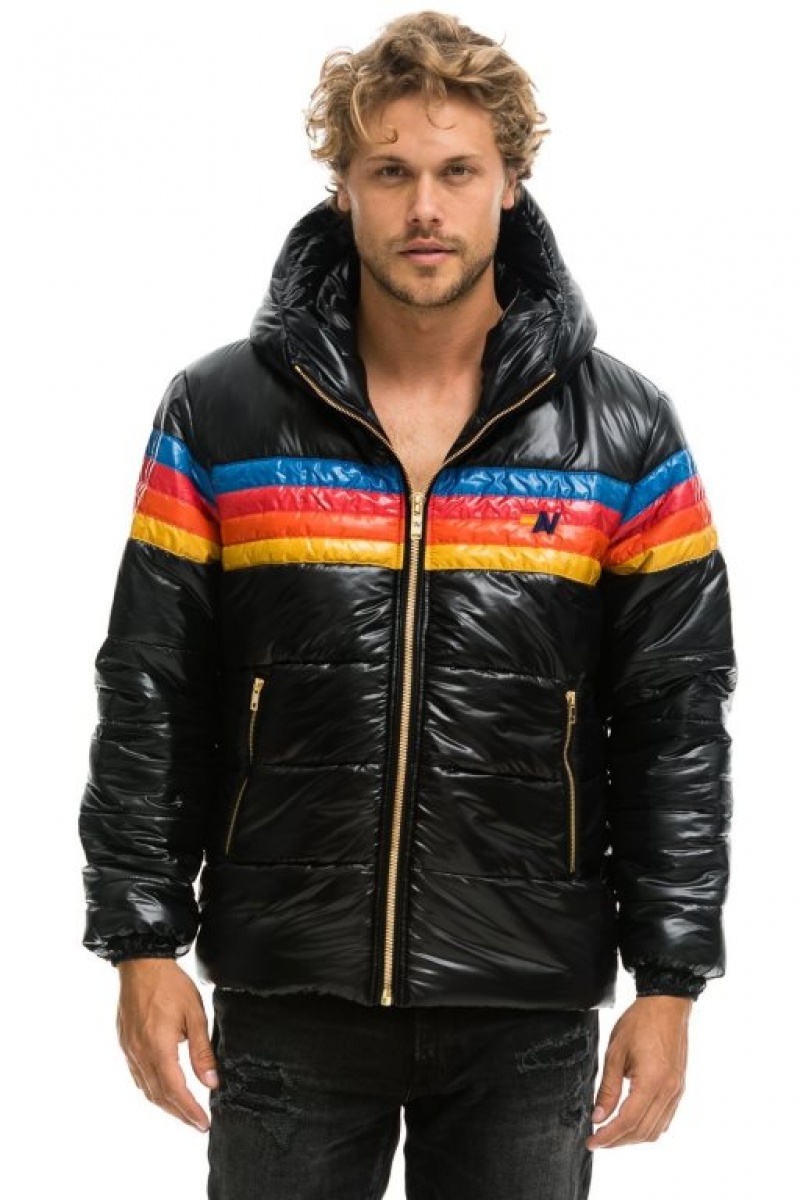 Chaquetas Aviator Nation 4 Stripe Luxe Trekker Hombre Black | 65SLDZWFO