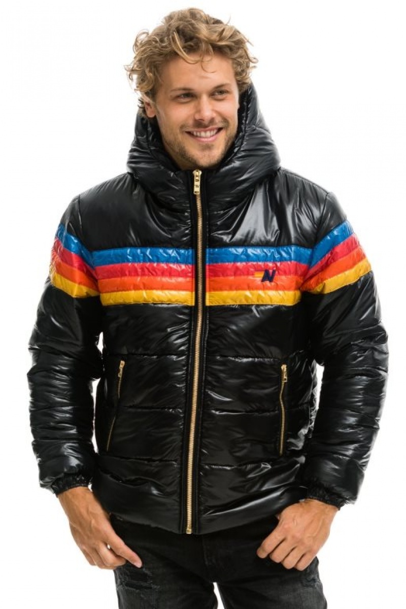 Chaquetas Aviator Nation 4 Stripe Luxe Trekker Hombre Black | 65SLDZWFO