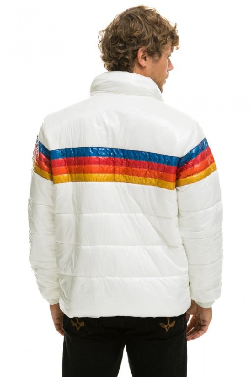 Chaquetas Aviator Nation 4 Stripe Luxe Traveler Hombre White | 65URKGECH