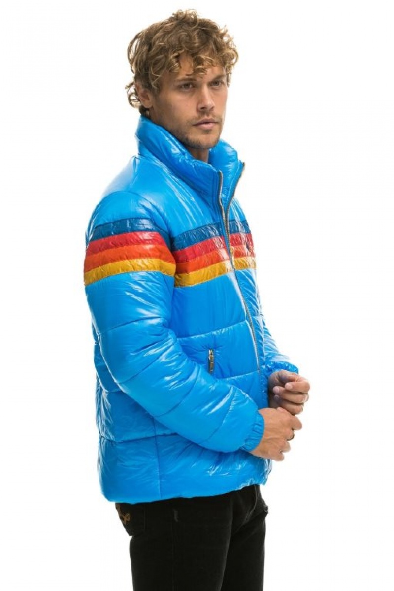 Chaquetas Aviator Nation 4 Stripe Luxe Traveler Hombre Blue | 65ZGTKWRC