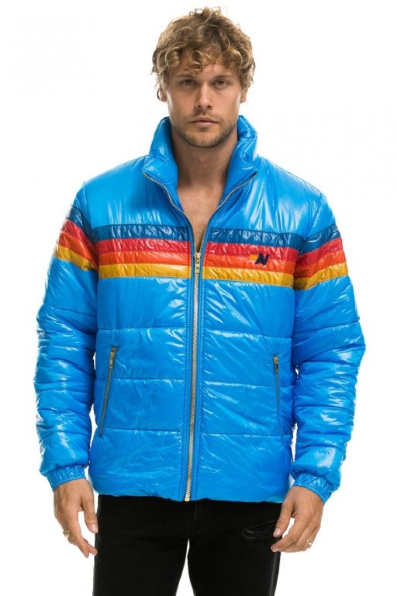 Chaquetas Aviator Nation 4 Stripe Luxe Traveler Hombre Blue | 65ZGTKWRC