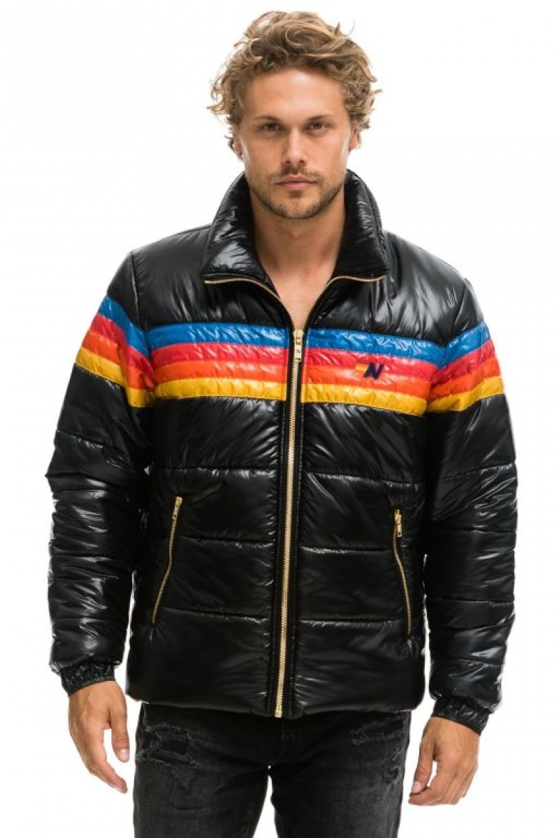 Chaquetas Aviator Nation 4 Stripe Luxe Traveler Hombre Black | 67BRKFEGP