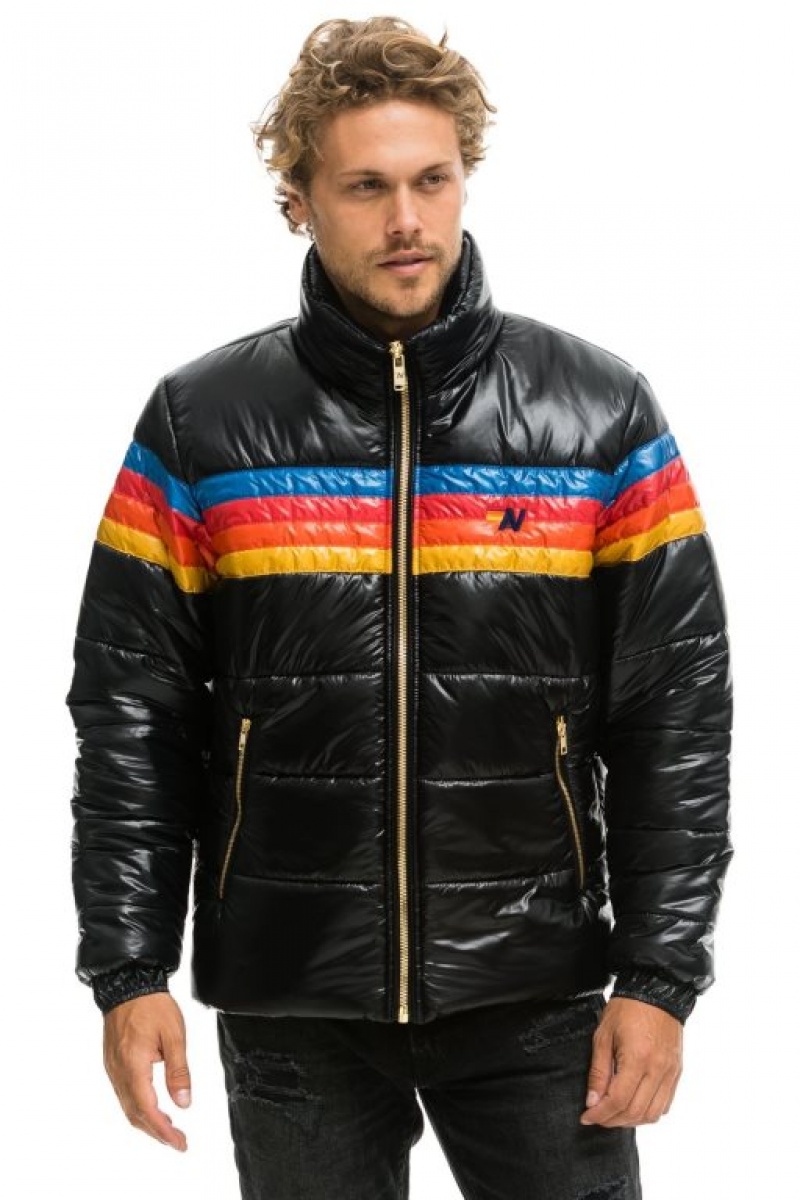 Chaquetas Aviator Nation 4 Stripe Luxe Traveler Hombre Black | 67BRKFEGP