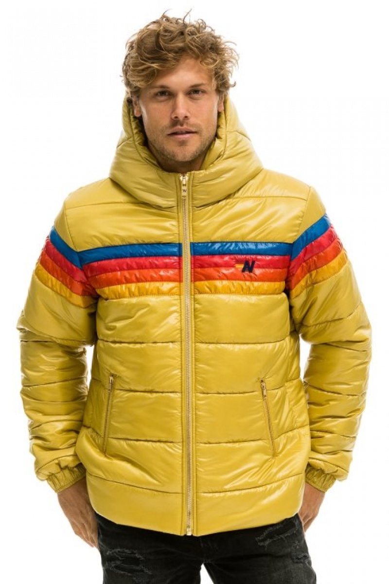 Chaquetas Aviator Nation 4 Stripe Luxe Trekker Hombre Khaki | 67KSIPGTD