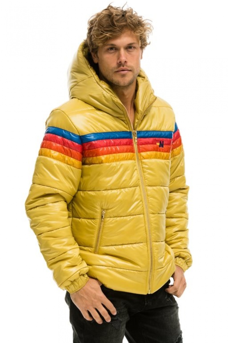 Chaquetas Aviator Nation 4 Stripe Luxe Trekker Hombre Khaki | 67KSIPGTD