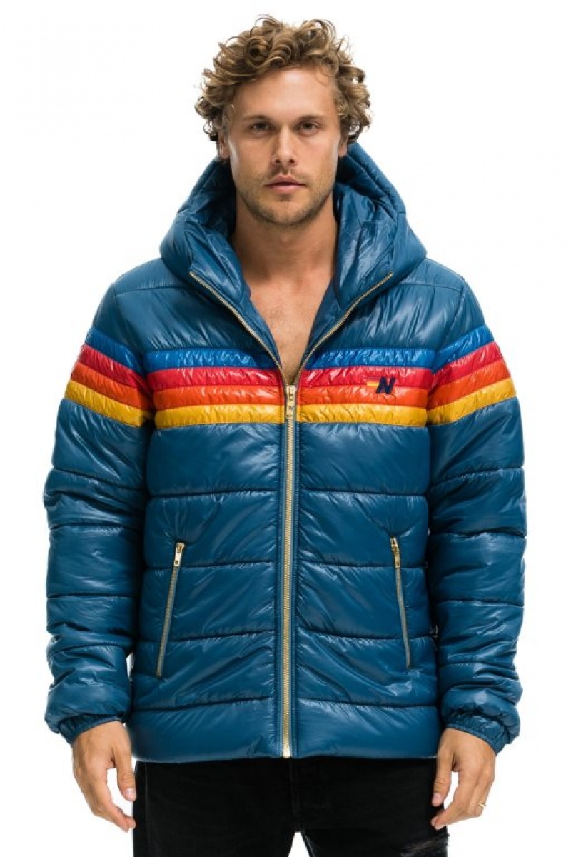 Chaquetas Aviator Nation 4 Stripe Luxe Trekker Hombre Deep Blue | 67KYHFCBW