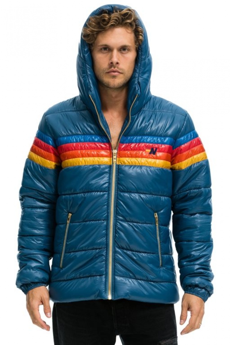 Chaquetas Aviator Nation 4 Stripe Luxe Trekker Hombre Deep Blue | 67KYHFCBW
