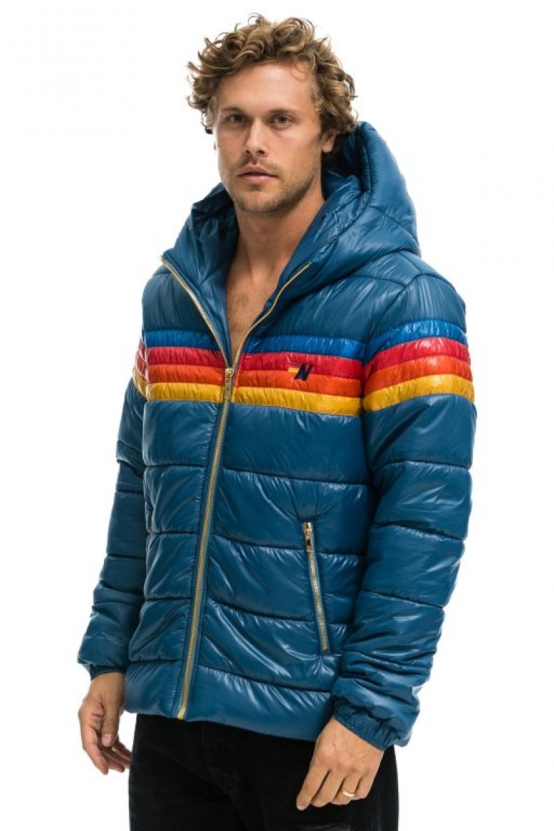 Chaquetas Aviator Nation 4 Stripe Luxe Trekker Hombre Deep Blue | 67KYHFCBW