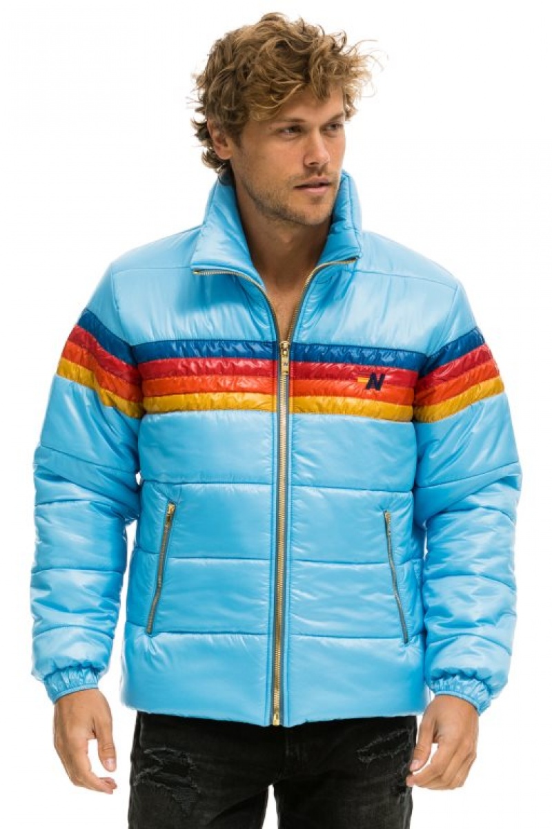 Chaquetas Aviator Nation 4 Stripe Luxe Traveler Hombre Blue | 67LUKXWRF