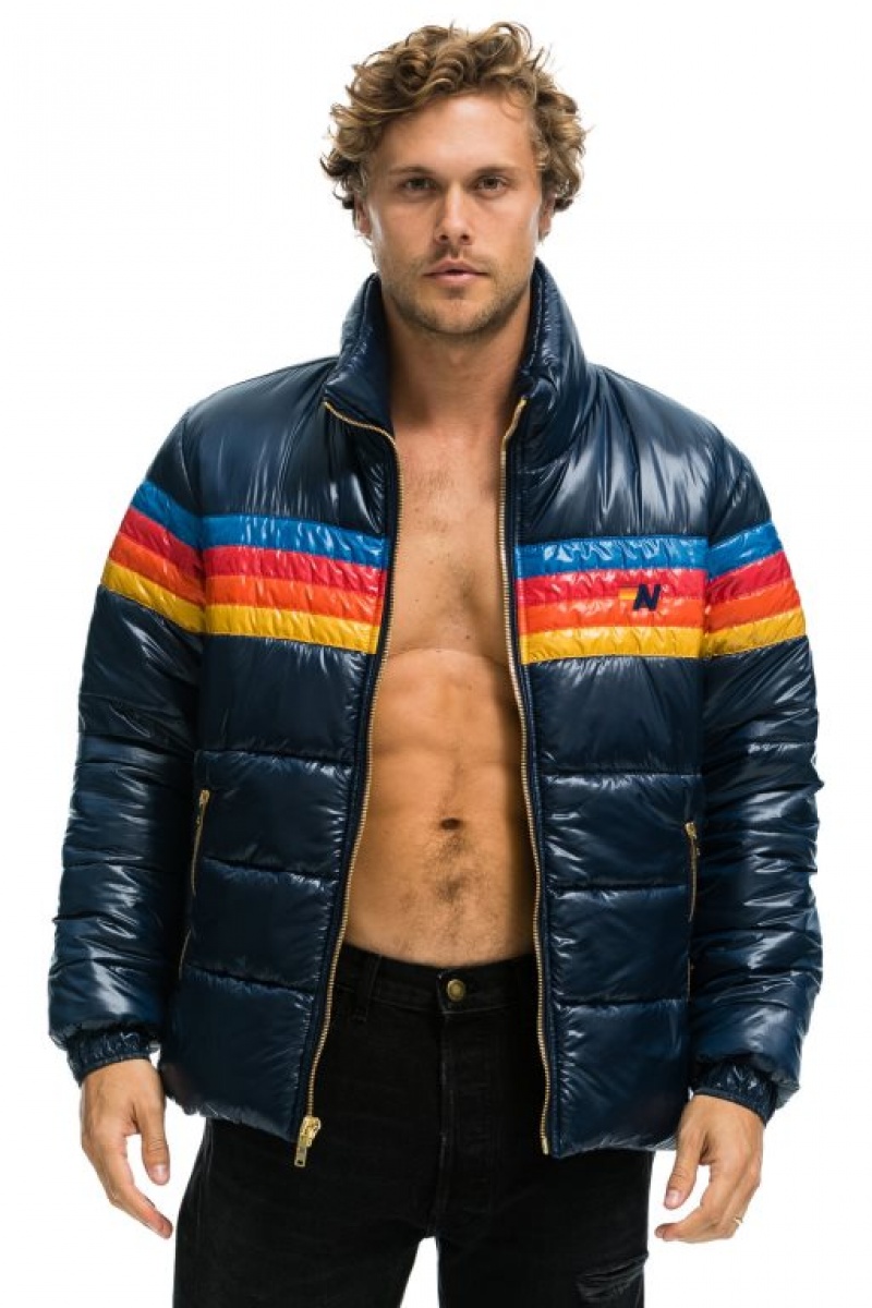 Chaquetas Aviator Nation 4 Stripe Luxe Traveler Hombre Deep Blue | 67TCGLBDR