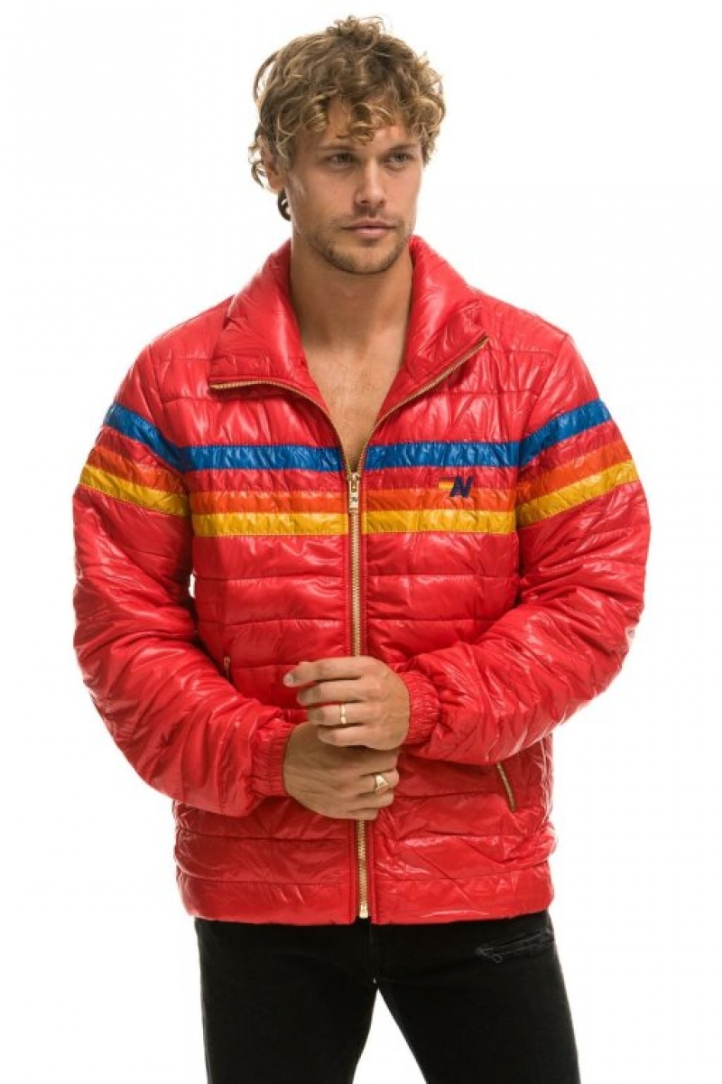 Chaquetas Aviator Nation 4 Stripe Traveler Hombre Pink | 65WPLAOXR