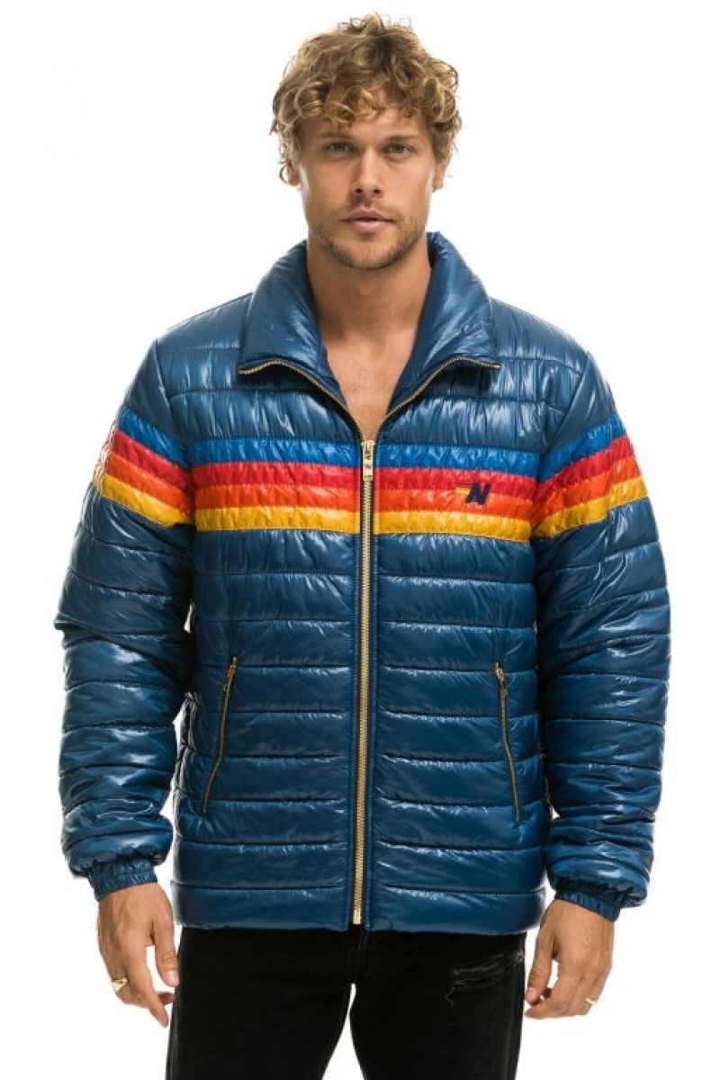 Chaquetas Aviator Nation 4 Stripe Traveler Hombre Deep Blue | 67DEWUCHY