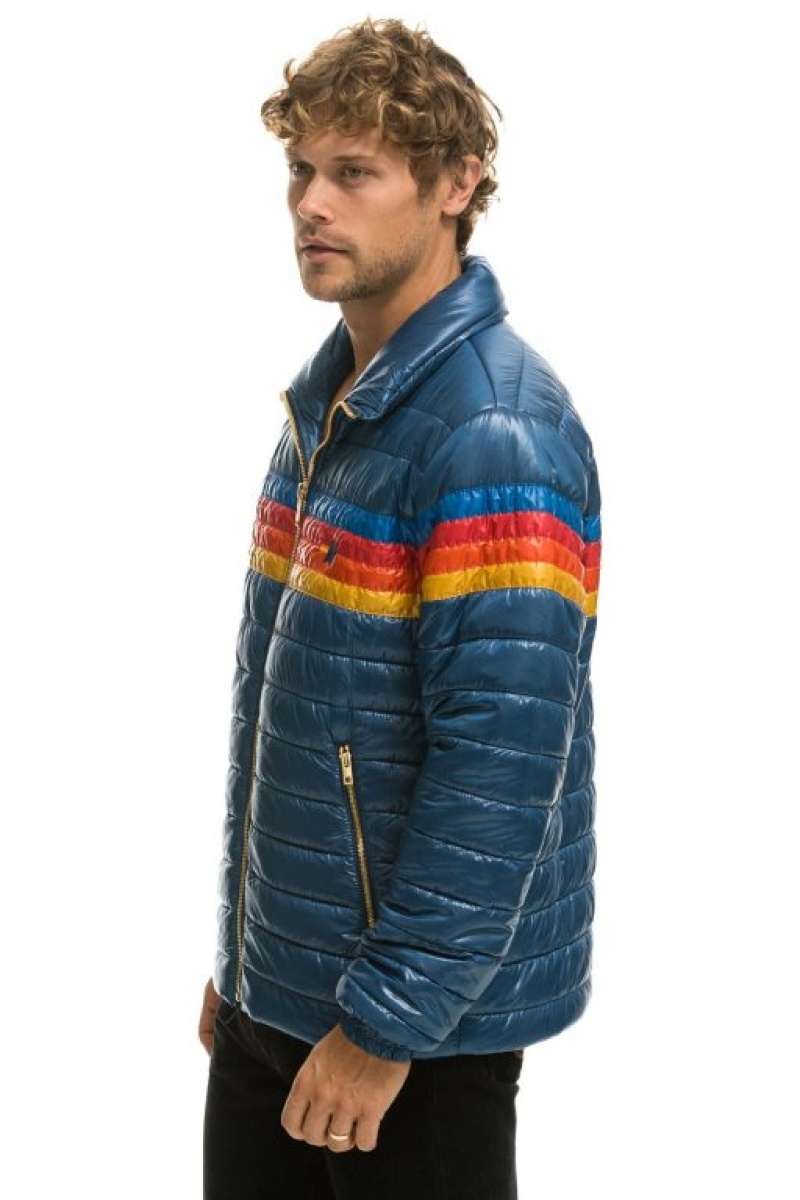 Chaquetas Aviator Nation 4 Stripe Traveler Hombre Deep Blue | 67DEWUCHY