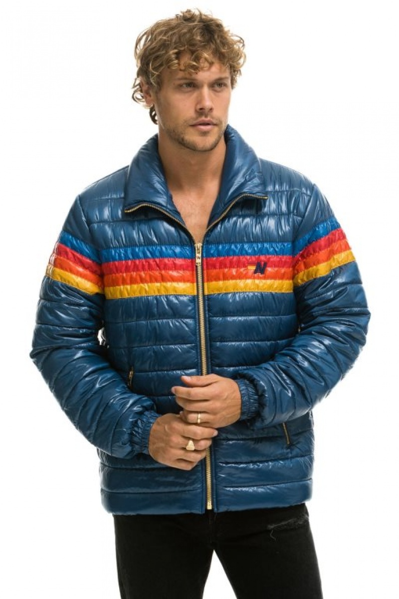 Chaquetas Aviator Nation 4 Stripe Traveler Hombre Deep Blue | 67DEWUCHY