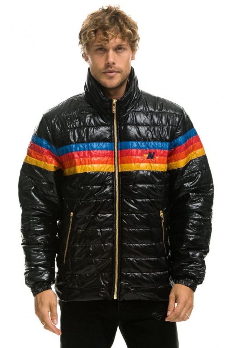 Chaquetas Aviator Nation 4 Stripe Traveler Hombre Black | 67DHLTKMV