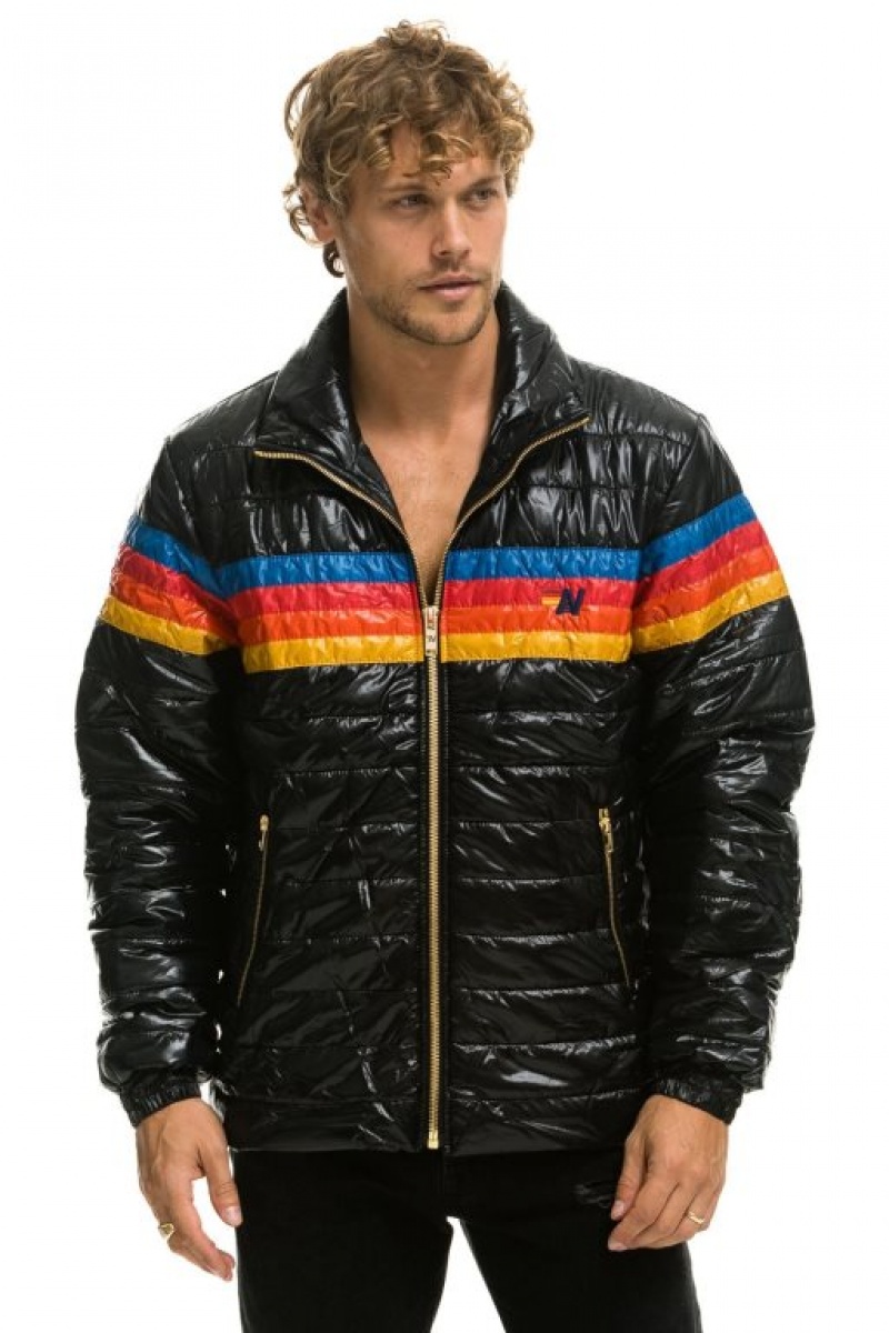 Chaquetas Aviator Nation 4 Stripe Traveler Hombre Black | 67DHLTKMV