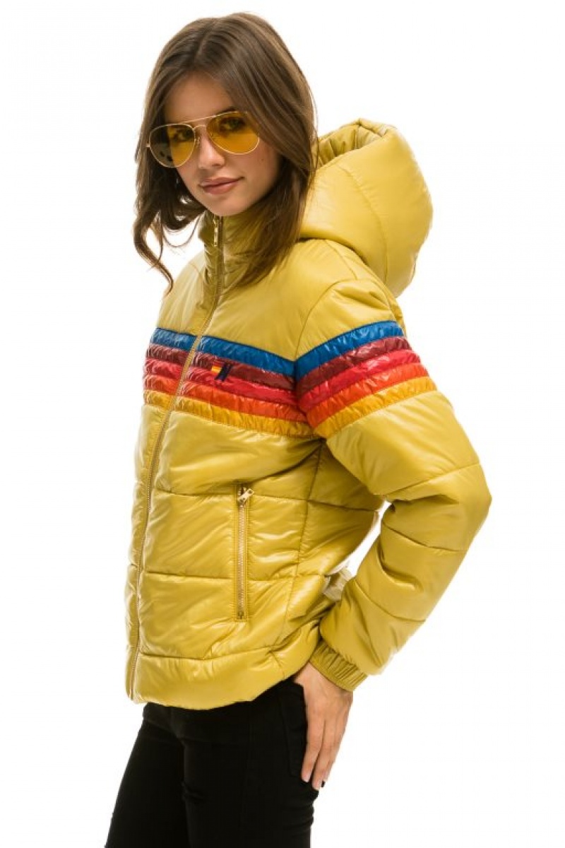 Chaquetas Aviator Nation 5 Stripe Luxe Trekker Mujer Khaki | 14ALUFHKP