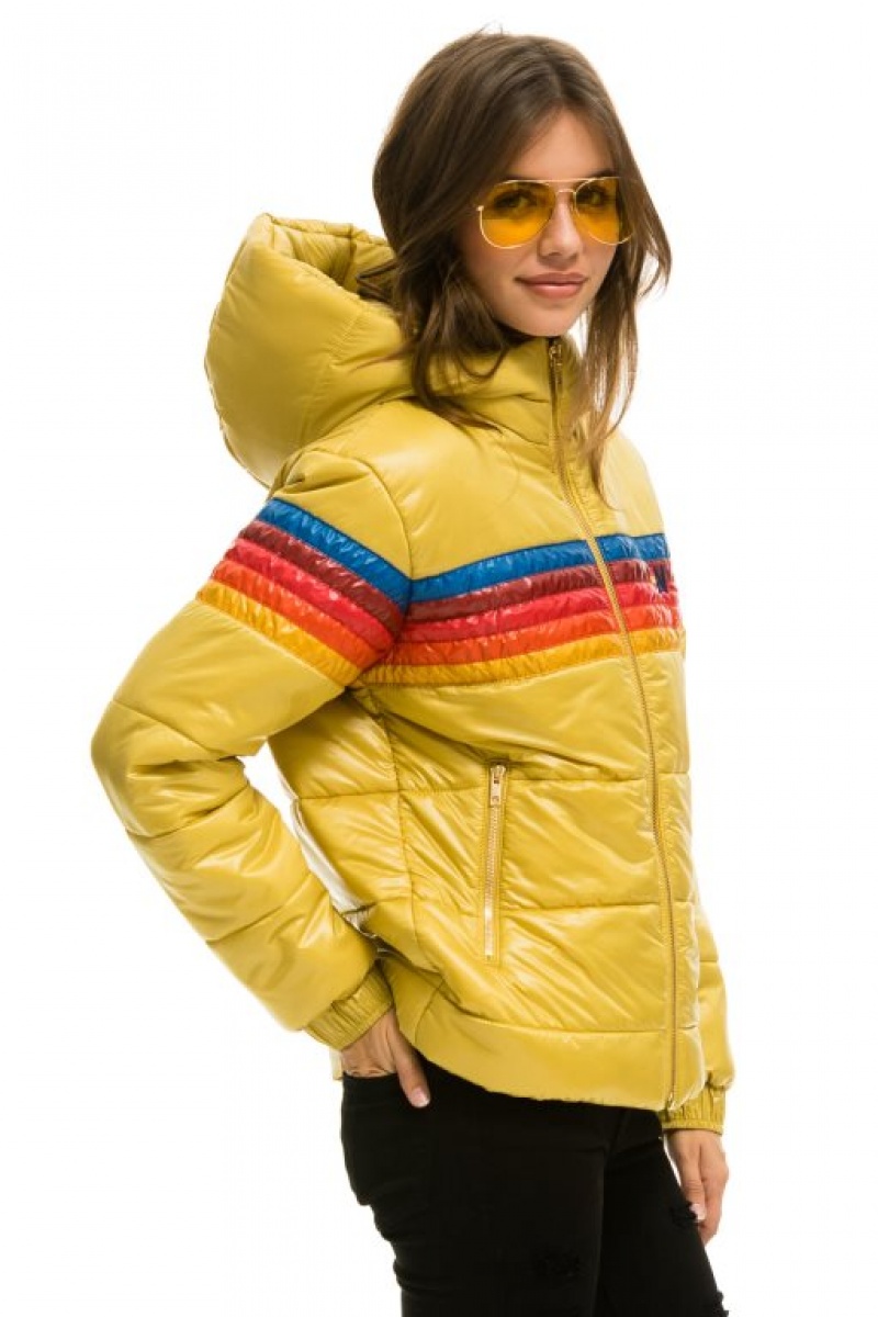 Chaquetas Aviator Nation 5 Stripe Luxe Trekker Mujer Khaki | 14ALUFHKP
