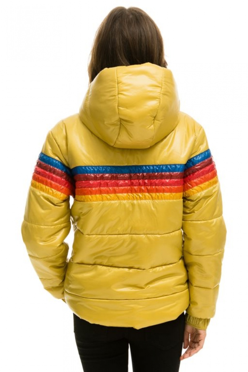Chaquetas Aviator Nation 5 Stripe Luxe Trekker Mujer Khaki | 14ALUFHKP