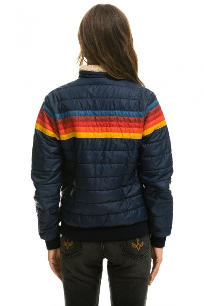 Chaquetas Aviator Nation 5 Stripe Mujer Navy | 13WXJYTQZ