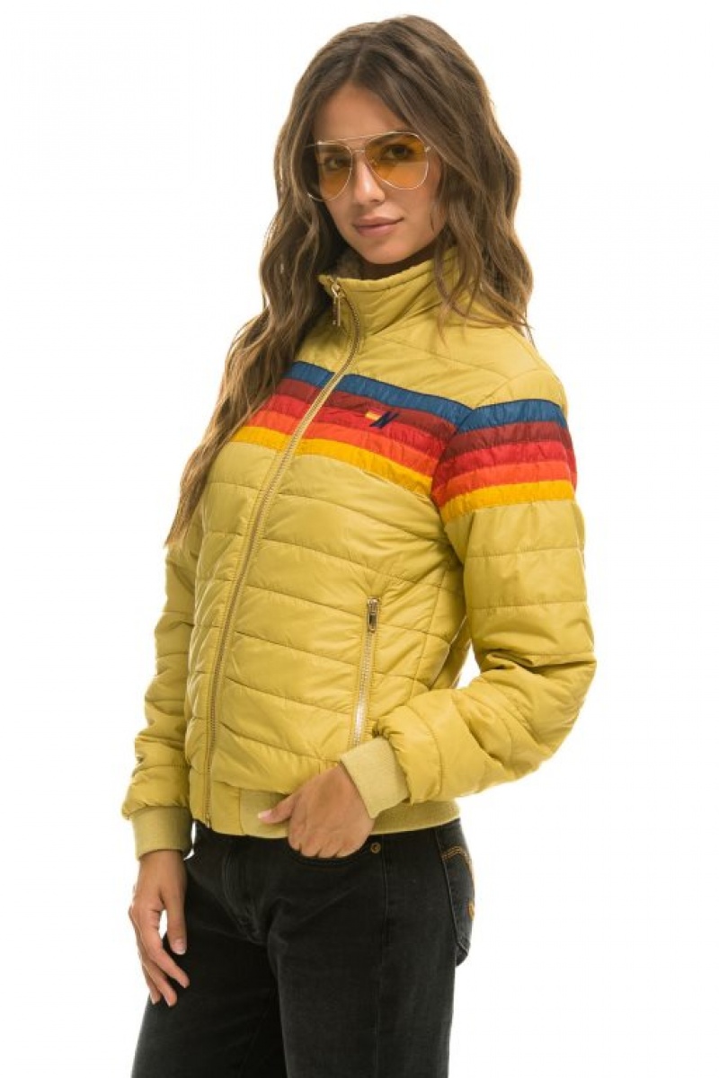 Chaquetas Aviator Nation 5 Stripe Mujer Khaki | 14FPGTCZL