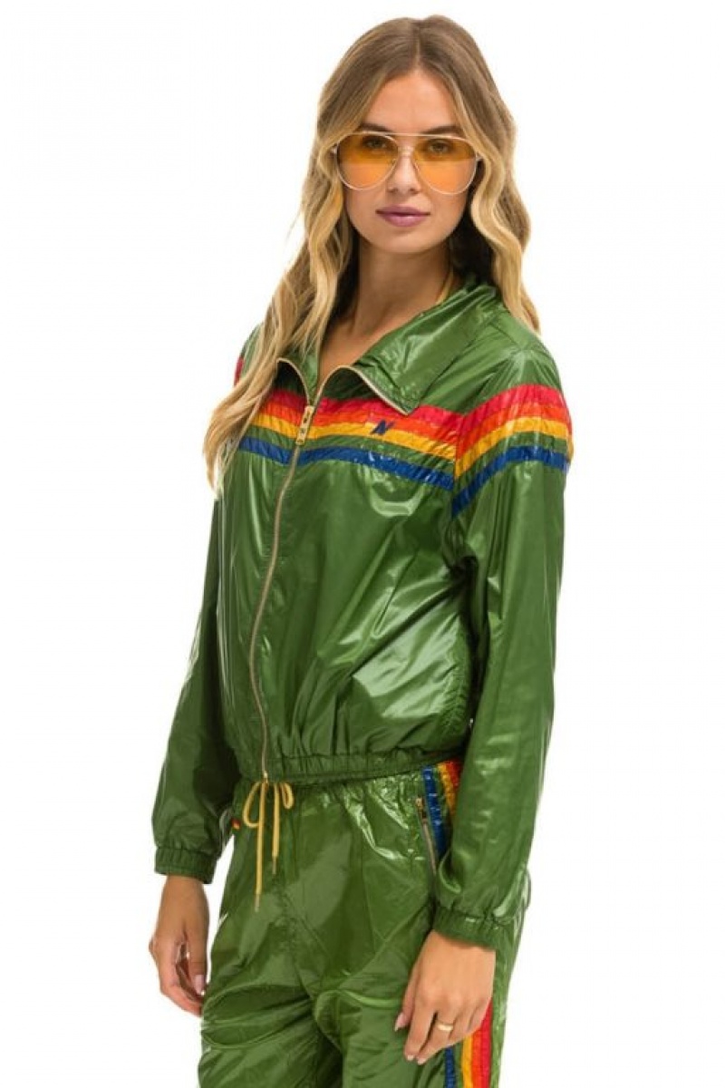 Chaquetas Aviator Nation 5 Stripe Mujer Green | 14UENTJYP