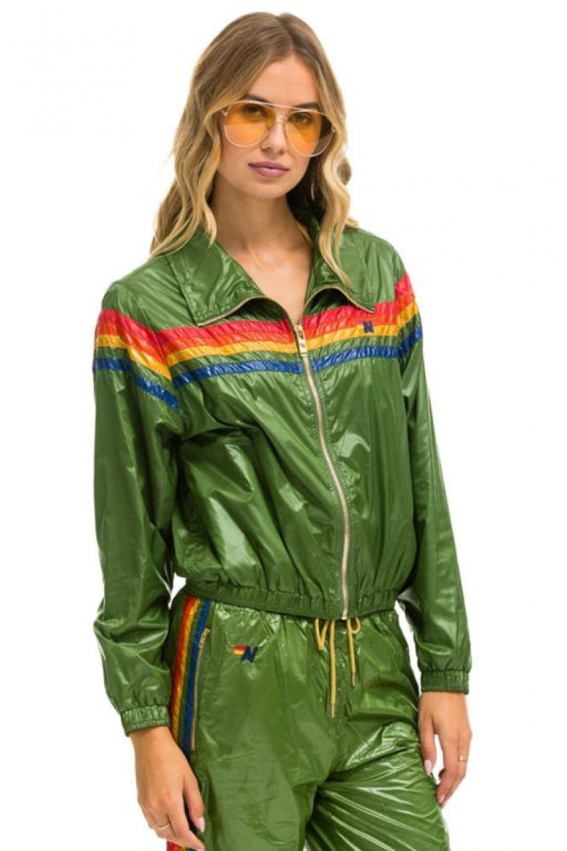 Chaquetas Aviator Nation 5 Stripe Mujer Green | 14UENTJYP