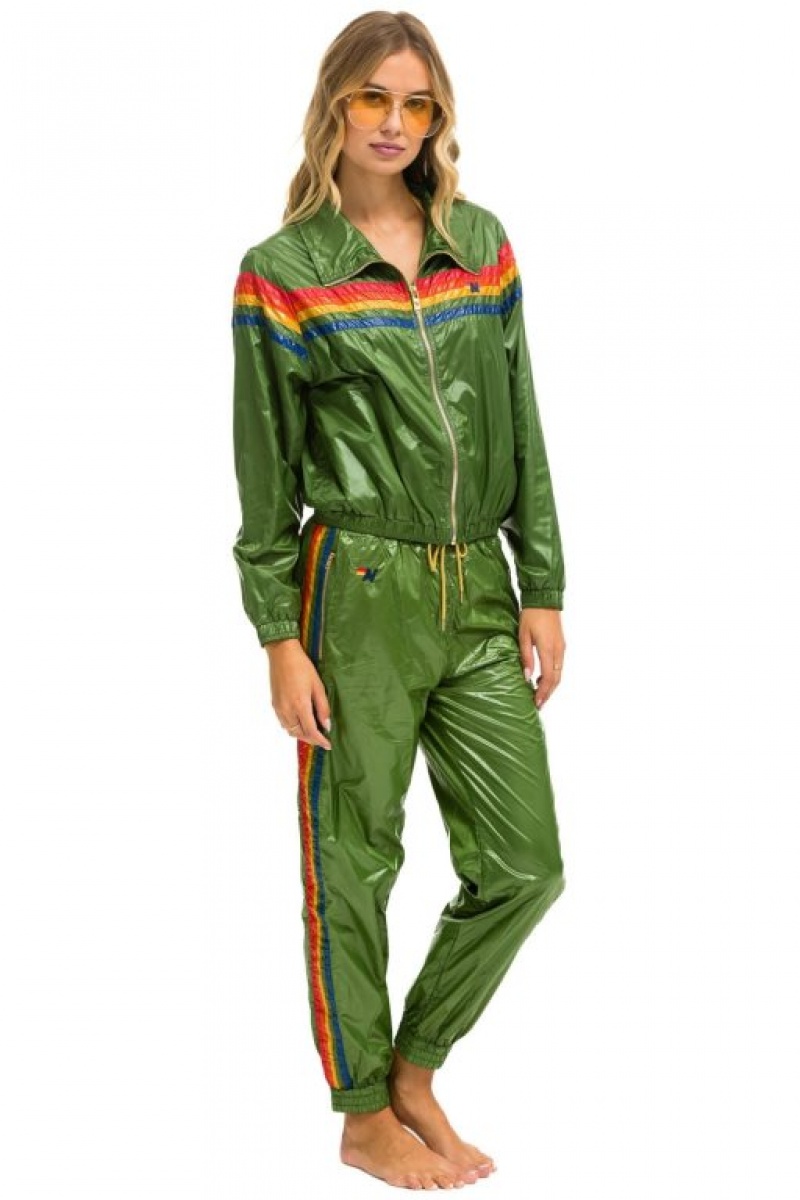 Chaquetas Aviator Nation 5 Stripe Mujer Green | 14UENTJYP