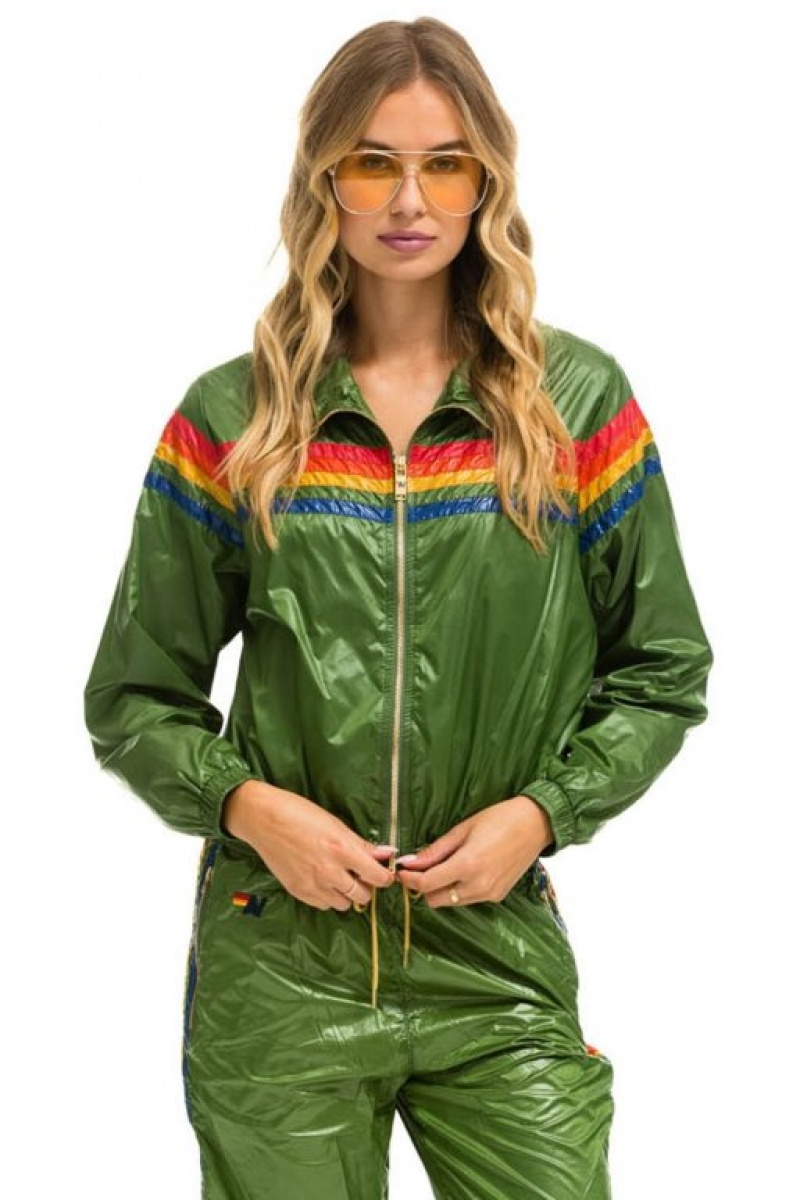 Chaquetas Aviator Nation 5 Stripe Mujer Green | 14UENTJYP