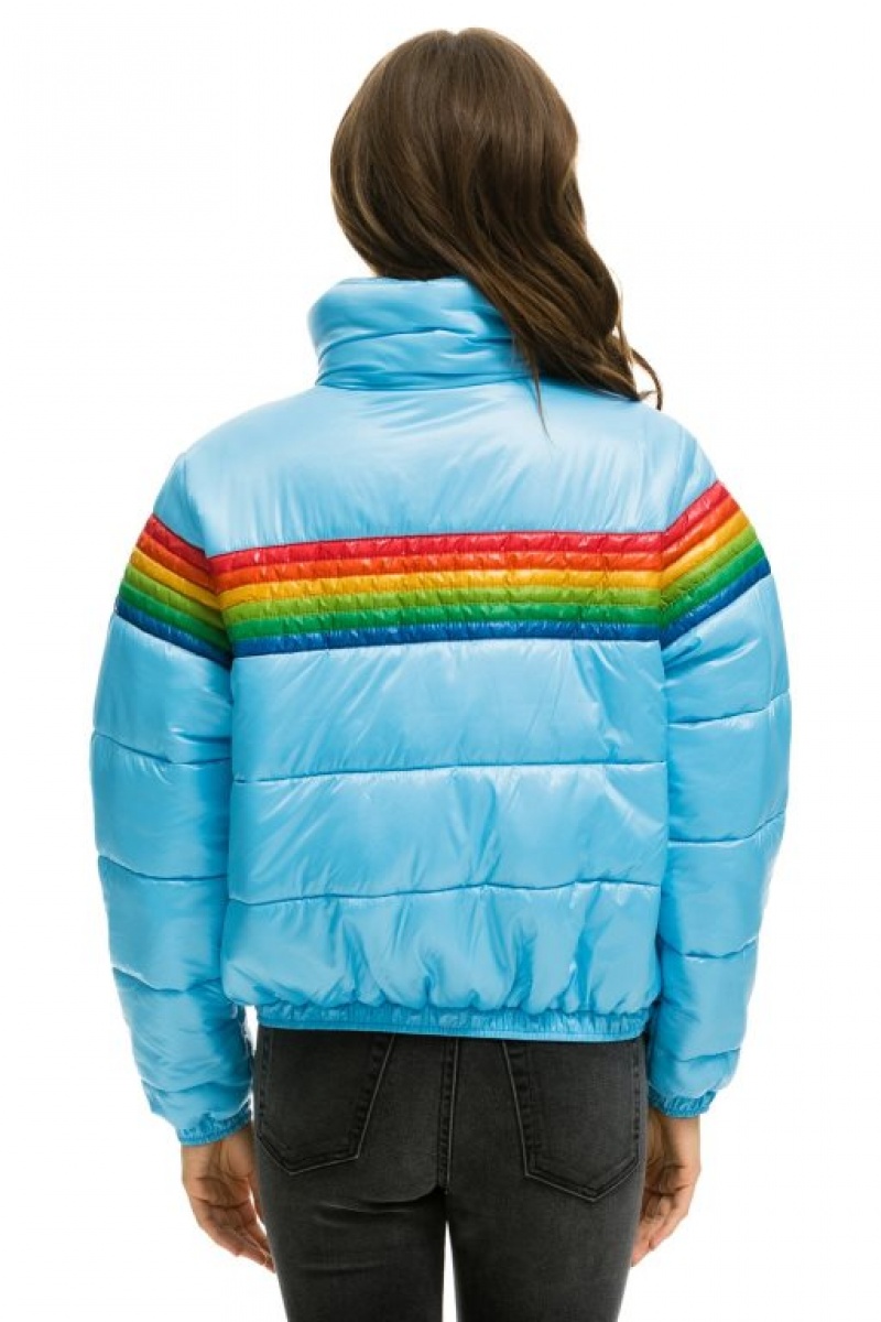Chaquetas Aviator Nation 6 Stripe Luxe Apres Puffer Mujer Blue | 13KMBTUIW