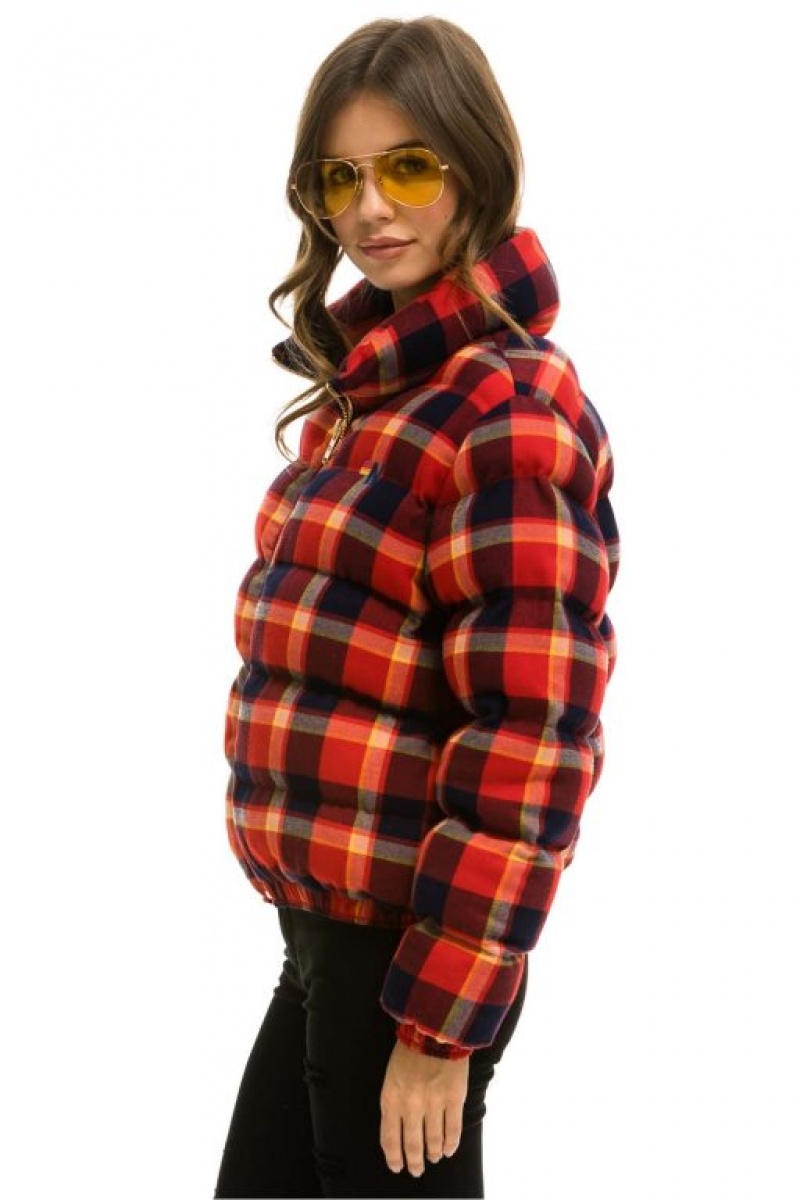 Chaquetas Aviator Nation Apres Plaid Puffer Mujer Rugby Plaid | 13ATMXIZL